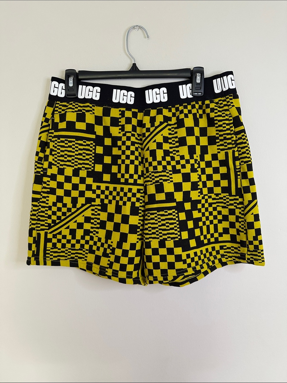 UGG Yellow and Black Graphic Checkered Shorts
